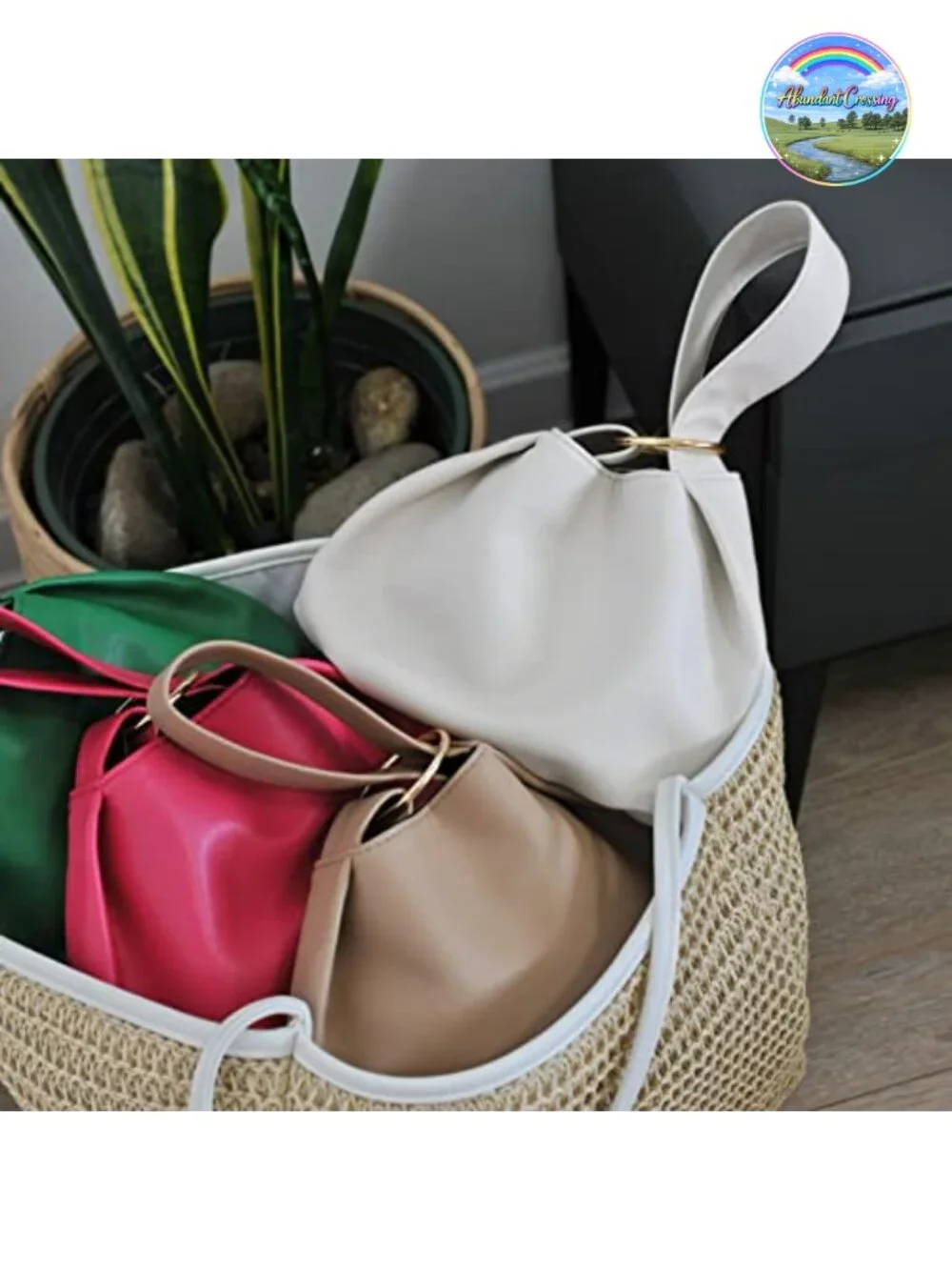 Vegan Leather Hobo Top Handle Bag Wristlet Clutch